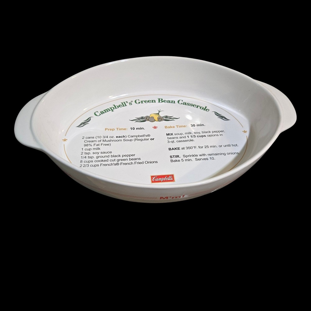 Campbells Green Bean Casserole Baking Dish 2006 Oval Recipe Baker Large 16x11